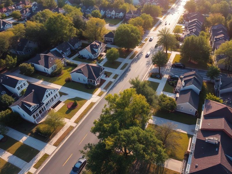 Aerial view of a quiet suburban neighborhood in the CSRA service area